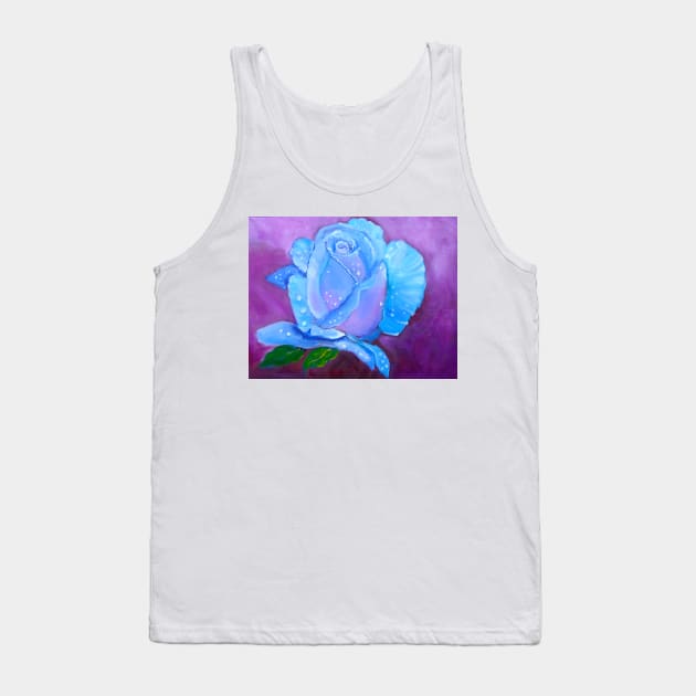 Blue Rose with Dew Drops Tank Top by jennyleeandjim